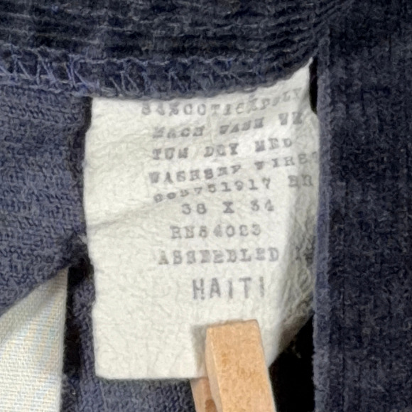 Vintage Gap Pants Mens 35x33 Blue Corduroy Pioneer Straight Talon Zip 80s - Picture 6 of 12